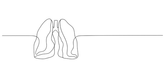 Healthy lungs, stop smoking, stor coronavirus. COVID-19 coronavirus protection concept design. Continuous Single line art drawing vector illustration.