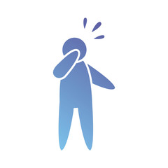 pictogram man coughing, line style