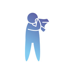 pictogram man blowing nose, gradient style