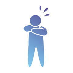 pictogram man with broken arm icon, gradient style