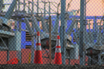 safety cones at electrical power station