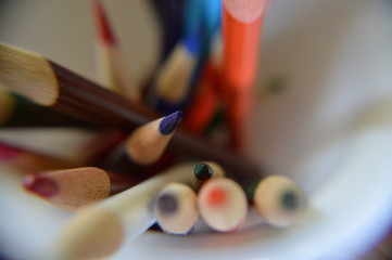 Colored pencils in a mug