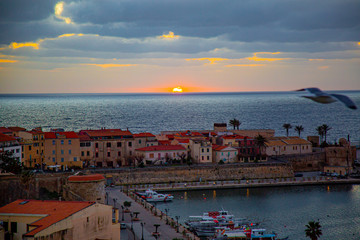 Fototapeta na wymiar Sunset in Alghero city, Sardinia