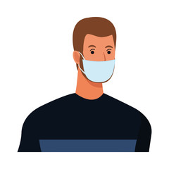 man using face mask for covid19 character