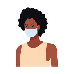 afro woman using face mask for covid19 character