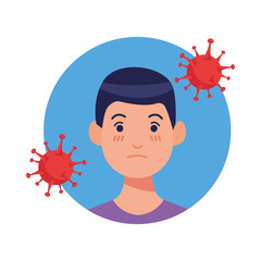 man sick with covid19 symptom