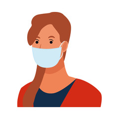 woman using face mask for covid19 character