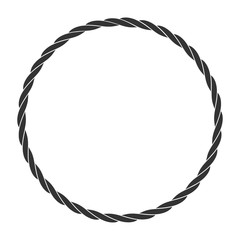 Round rope frame. Circle ropes, rounded border and decorative marine cable frame circles.