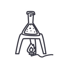 chemical burner with conical flask icon, line style