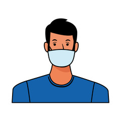 man using face mask for covid19 character
