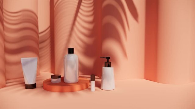 Cosmetic bottle mockup set brand marketing on pastel background,3d rendering