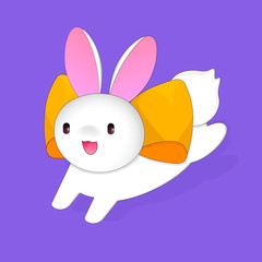Kawaii bunny, Cute rabbit, anime graphic design template, animal app icon, vector illustration
