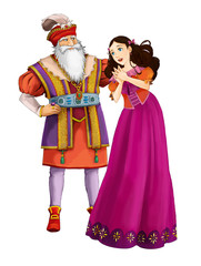 Cartoon cheerful married couple together romantic scene - illustration