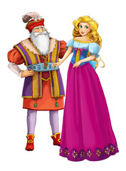 Cartoon cheerful married couple together romantic scene - illustration