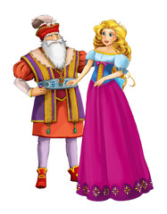 Cartoon cheerful married couple together romantic scene - illustration