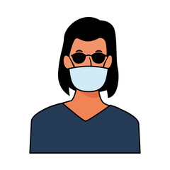 woman using face mask and sunglasses for covid19