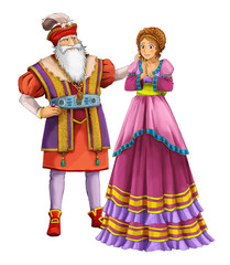 Cartoon cheerful married couple together romantic scene - illustration