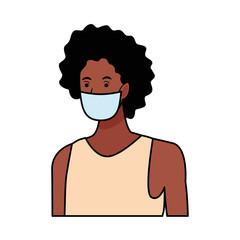afro woman using face mask for covid19 character