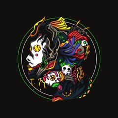 Robot doll destroyer vector illustration