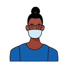 afro woman using face mask for covid19 character