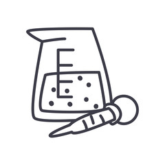 chemical beaker and dropper icon, line style