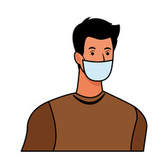 man using face mask for covid19 character