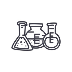 chemical flasks icon, line style