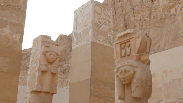 The Temple was Built In the Honor of Tsarina Hatshepsut. There are Sculptures With Her Images on the Columns and Different Drawings on the Walls.