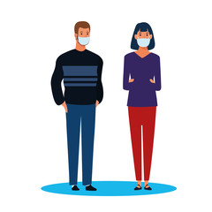 couple using face mask for covid19