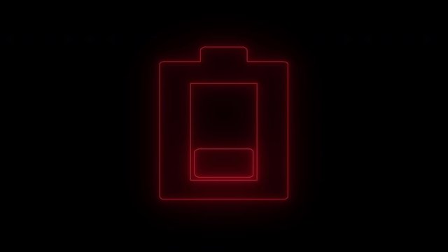 Low battery icon, out of battery on black background, need to charge the battery charging indicator icon. Royalty high-quality free best stock video footage of Need to charge, recharge the battery