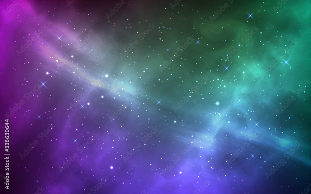 Wall mural space background. magic stardust and shining stars. bright milky way. violet and green cosmos with r