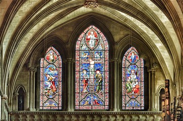 Stained Glass Window In Cathedral - obrazy, fototapety, plakaty