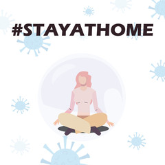 stay at home concept, woman doing yoga icon