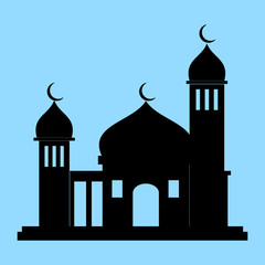 Mosque silhouette in vector form. Can be used to welcome Ramadan or be a part of Muslim children's books. Mosque silhouette graphic illustration. Mosque basic element graphic resources.
