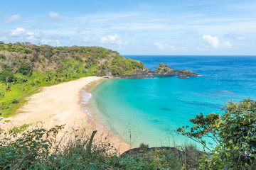 The Beautiful Sancho Beach, with turquoise clear water, at Fernando de Noronha Marine National Park, a Unesco World Heritage site, Pernambuco, Brazil