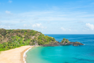 The Beautiful Sancho Beach, with turquoise clear water, at Fernando de Noronha Marine National Park, a Unesco World Heritage site, Pernambuco, Brazil