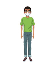 afro man using face mask character