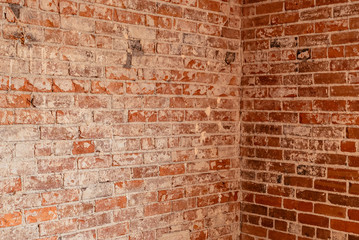 Interior shot of a brick wall corner