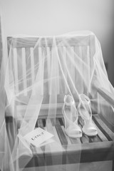 Fototapeta na wymiar wedding shoes and veil background