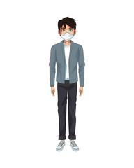 man using face mask character