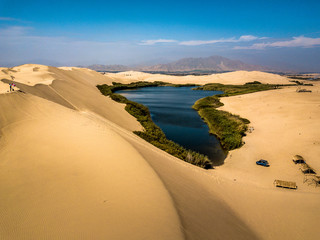 Aerial view of amazing oasis in peru
