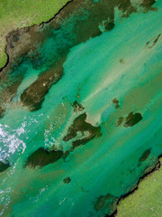 aerial view of tropical river in Peru mountains