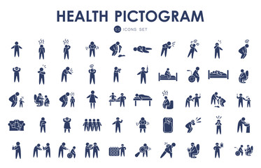 health pictogram persons icon set, line style