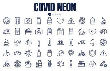 coronavirus or covid 19 icon set, line style