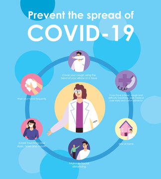 design of Prevention the spread of covid 19, people taking precautions of the coronavirus, colorful design