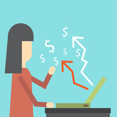 Woman learning investment saving and make money from online