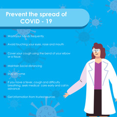 design of the preventions of the covid19 with doctor woman icon, colorful design