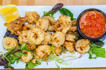 A plate of Fried calamari rings