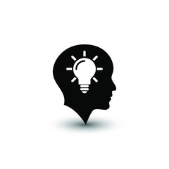 Head idea icon isolated on white background. bulb concept vector illustration. EPS 10.