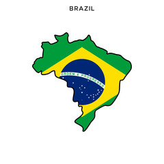 Map and Flag of Brazil Vector Design Template with Editable Stroke